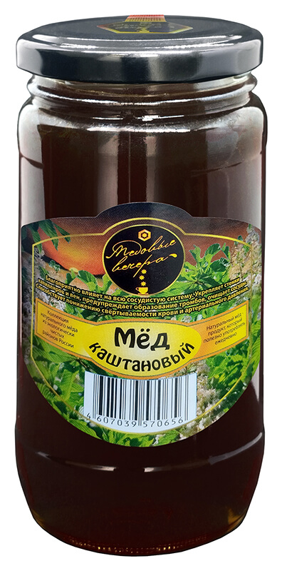 Мёд нат. Каштановый 0,5 кг (стекло)