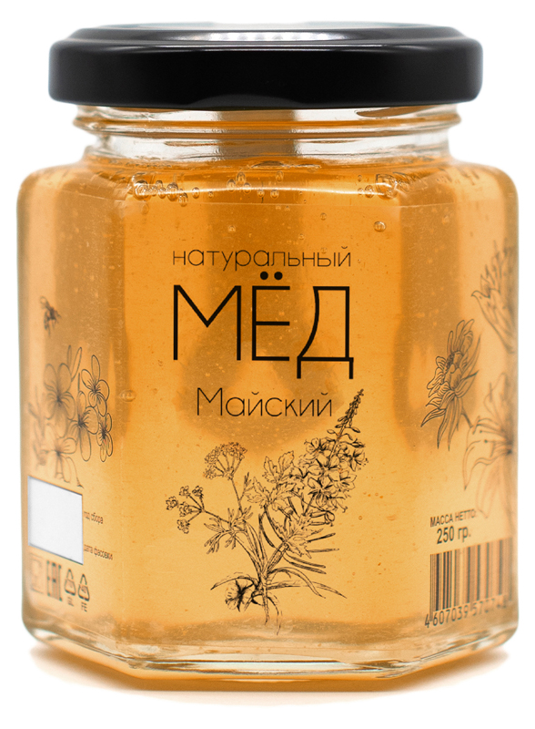 Мёд нат. Майский 0,25 кг. (стекло, шест)