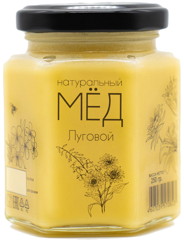 Мёд нат. Луговой 0,25 кг (стекло, шест)